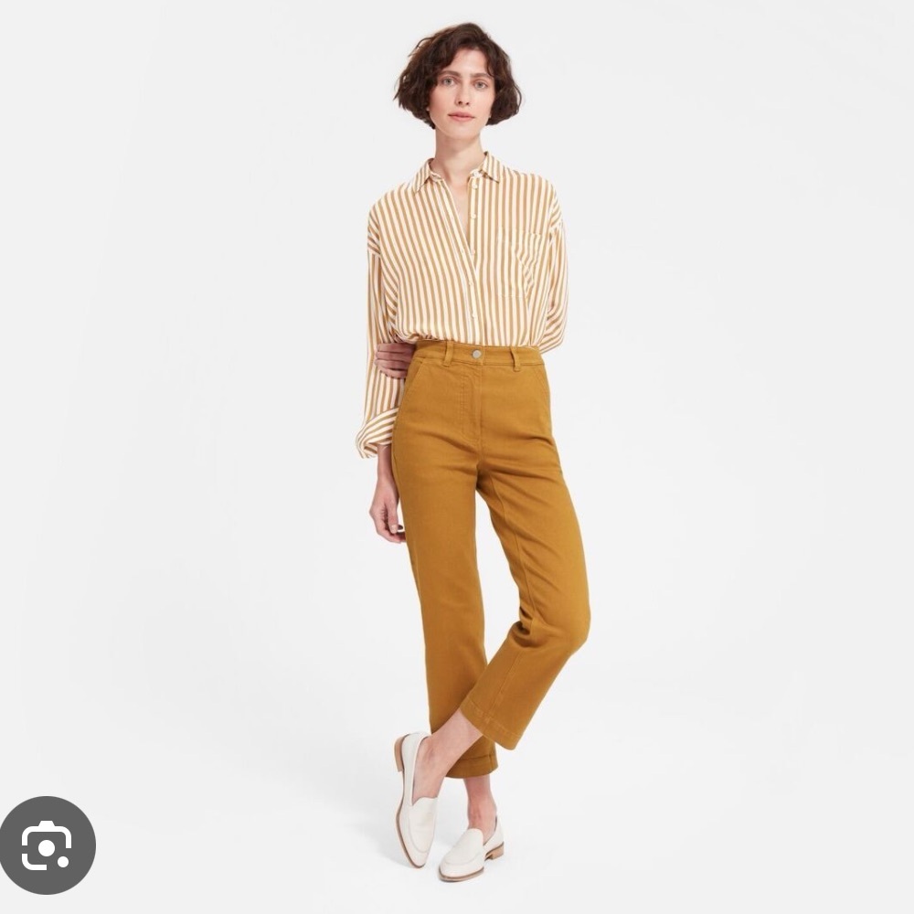 Everlane straight leg crop pant in golden brown
